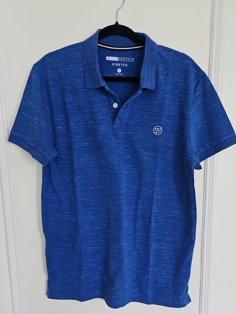 Aeropostale Men's Blue Heather Stretch Polo